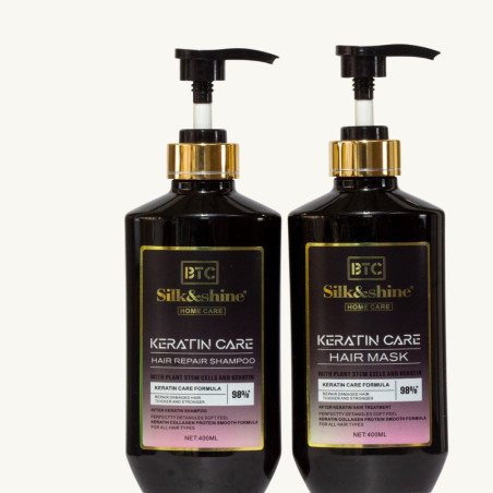 BTC Silk and Shine Home Care 98% Keratin Care shampoo + Hair mask (400ml x 2)